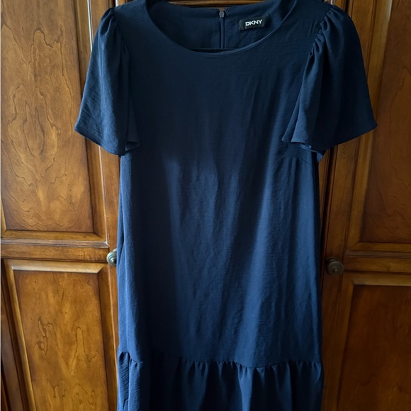 DKNY Navy Blue Midi Dress Drop Waisted - Picture 2 of 3